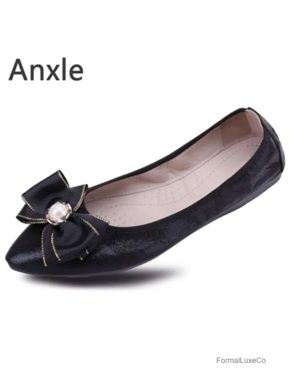 Foldable Ballet Flats Bling Rhinestone Pointed Toe Slip On Walk Work Loafers